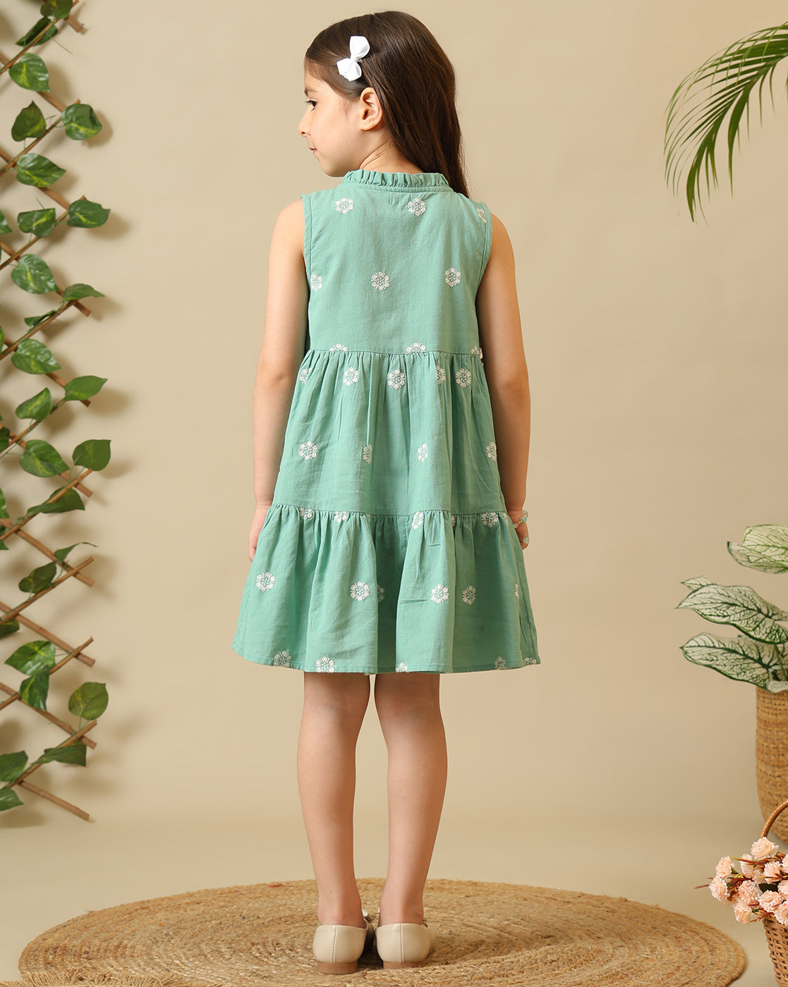 Girls Printed Tiered Dress