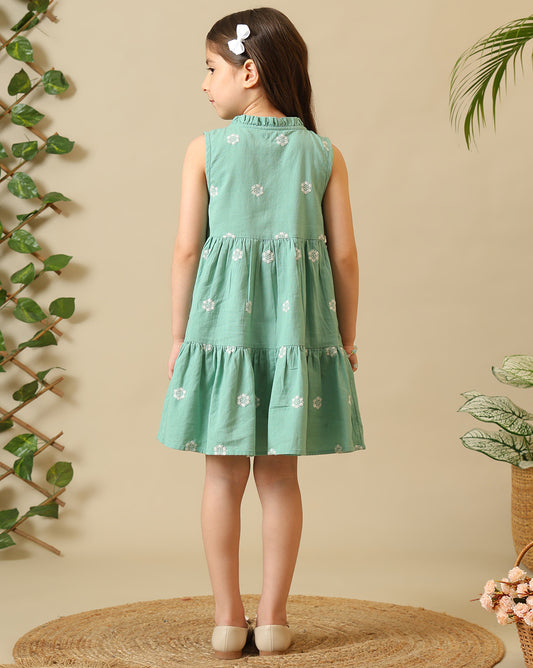Girls Printed Tiered Dress