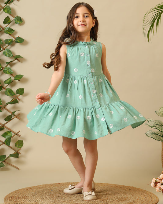 Girls Printed Tiered Dress