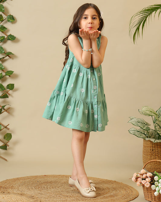 Girls Printed Tiered Dress