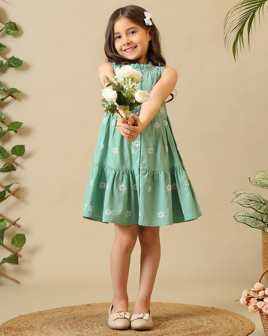 Girls Printed Tiered Dress