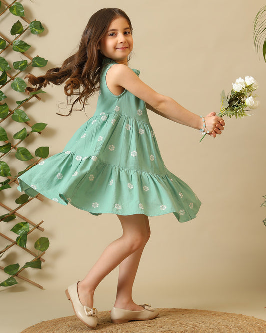 Girls Printed Tiered Dress