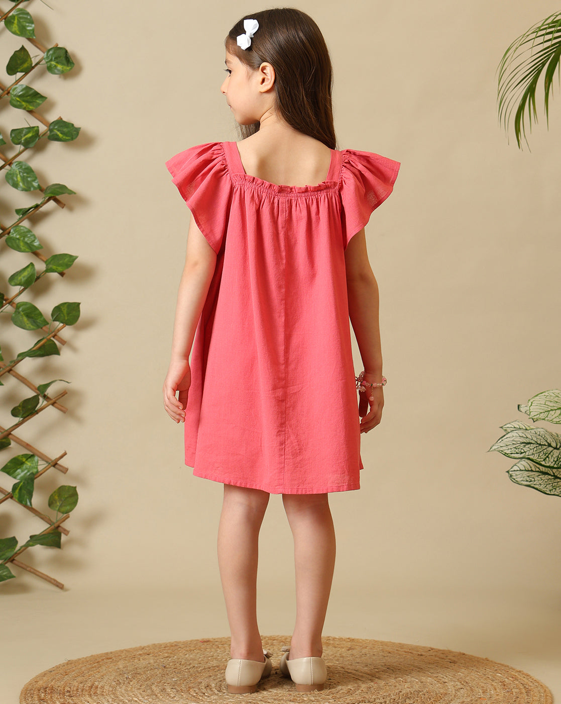Girls Pink Embroidered Dress