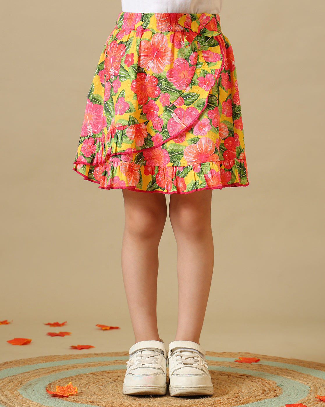 Girls Floral Wrap Skirt