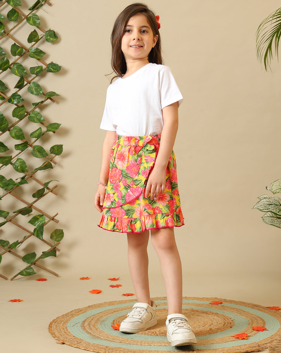 Girls Floral Wrap Skirt