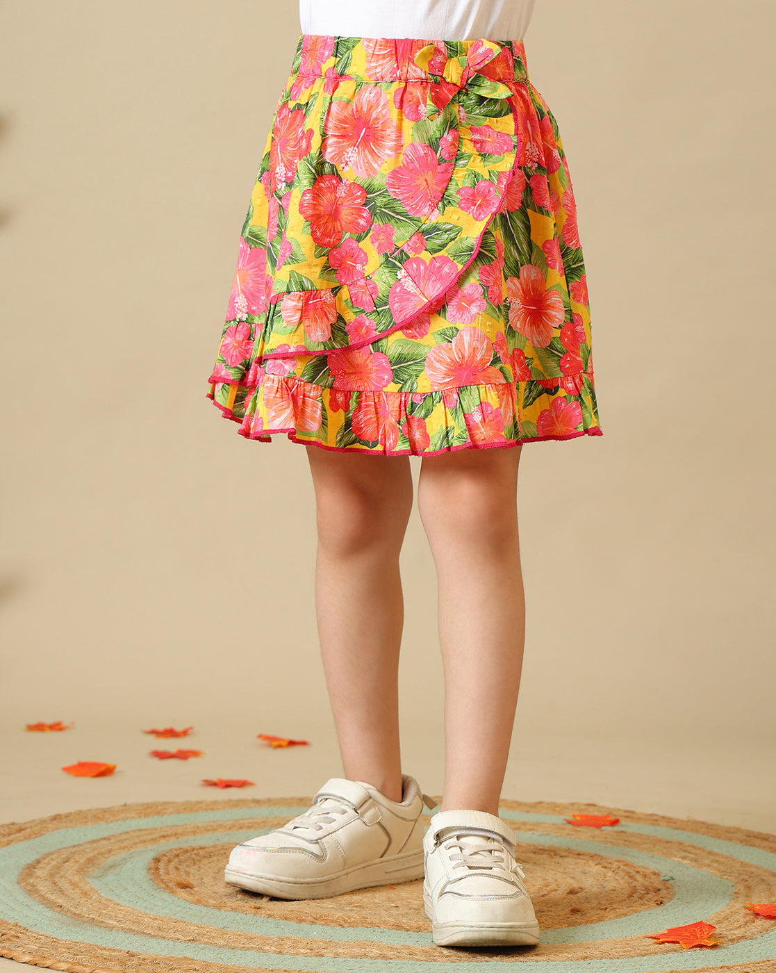 Girls Floral Wrap Skirt