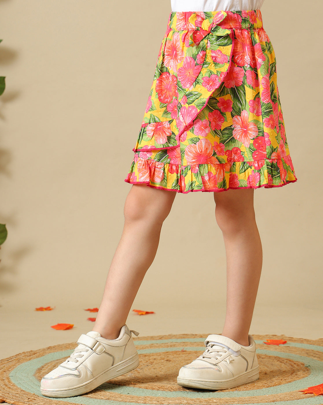 Girls Floral Wrap Skirt