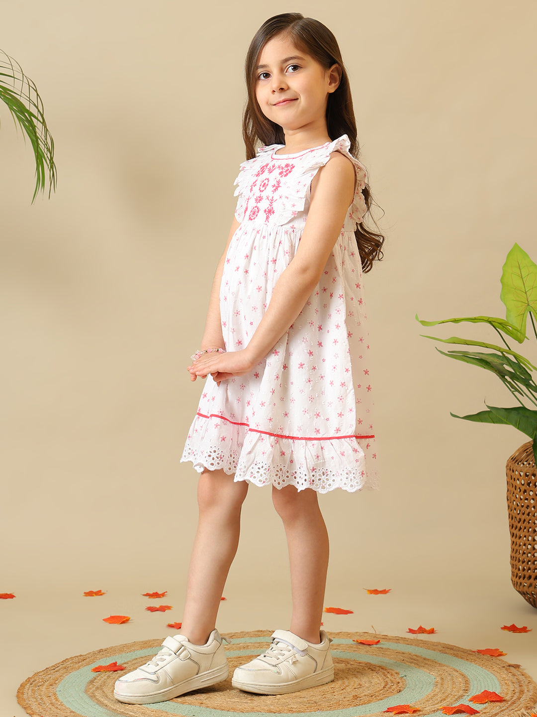 Girls Embroidered Cotton Dress