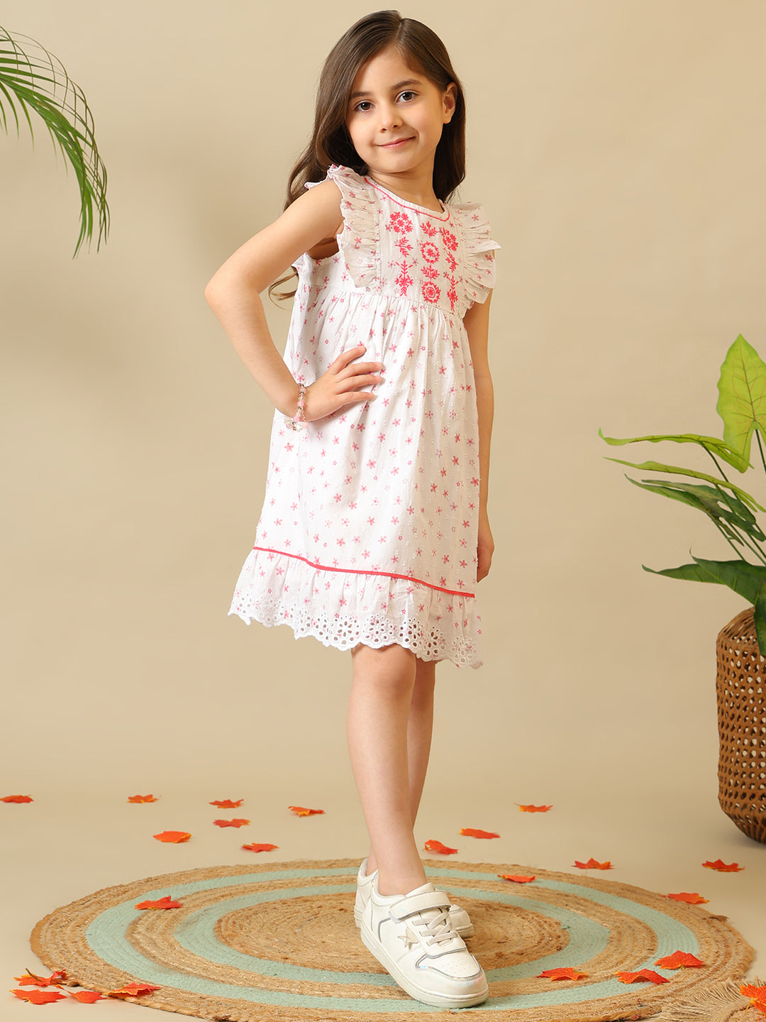 Girls Embroidered Cotton Dress