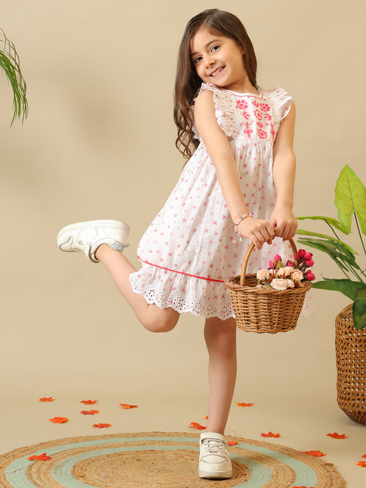 Girls Embroidered Cotton Dress