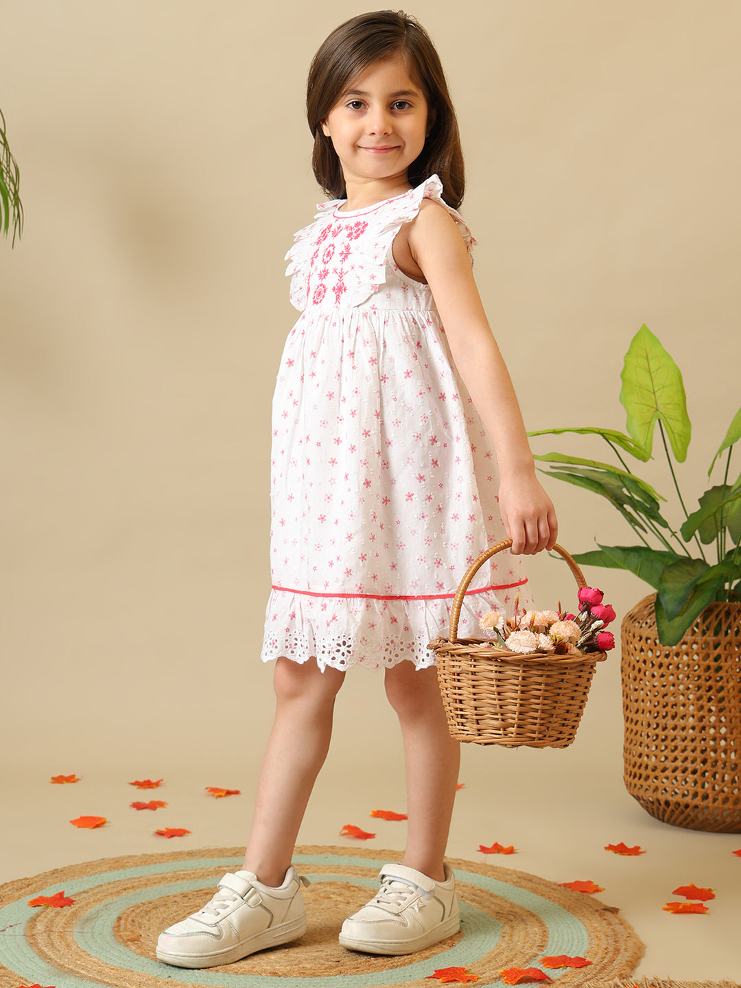 Girls Embroidered Cotton Dress