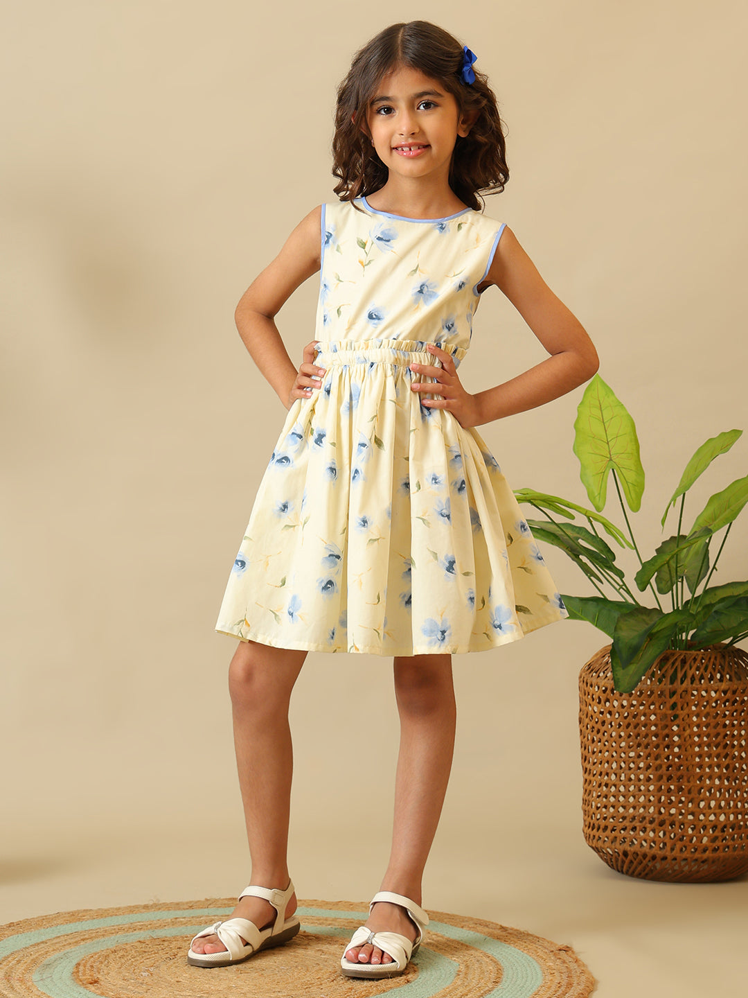Girls Floral Printed Fit and Flare Dress