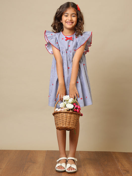 Girls Striped Cotton Dress