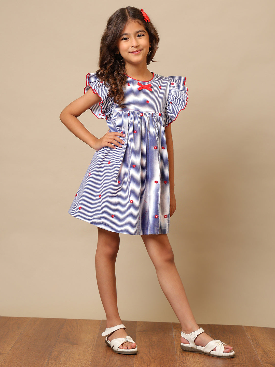 Girls Striped Cotton Dress