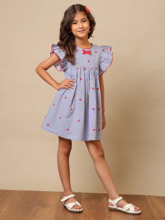Girls Striped Cotton Dress