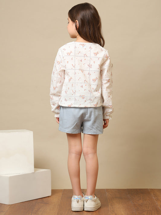 Girls Floral Printed Casual Top