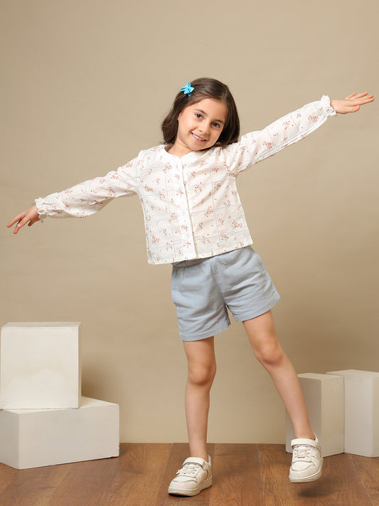 Girls Floral Printed Casual Top