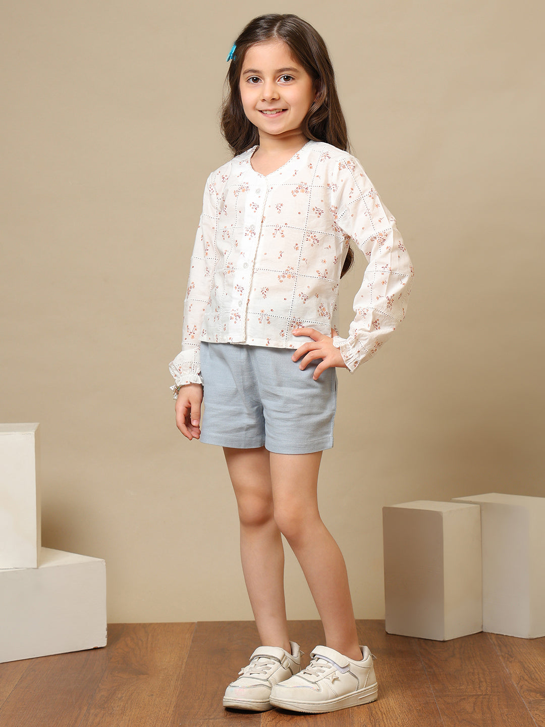 Girls Floral Printed Casual Top