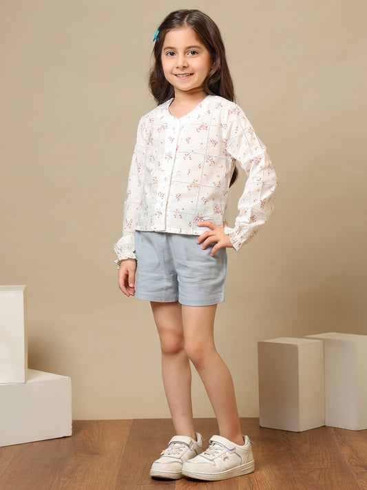 Girls Floral Printed Casual Top