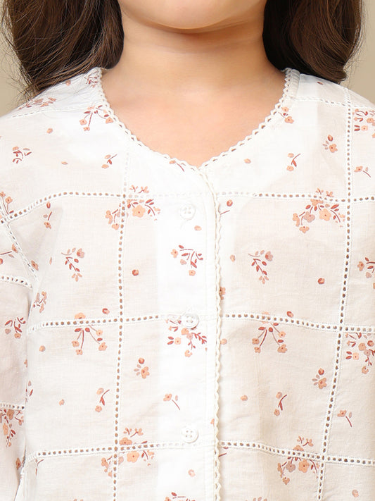 Girls Floral Printed Casual Top