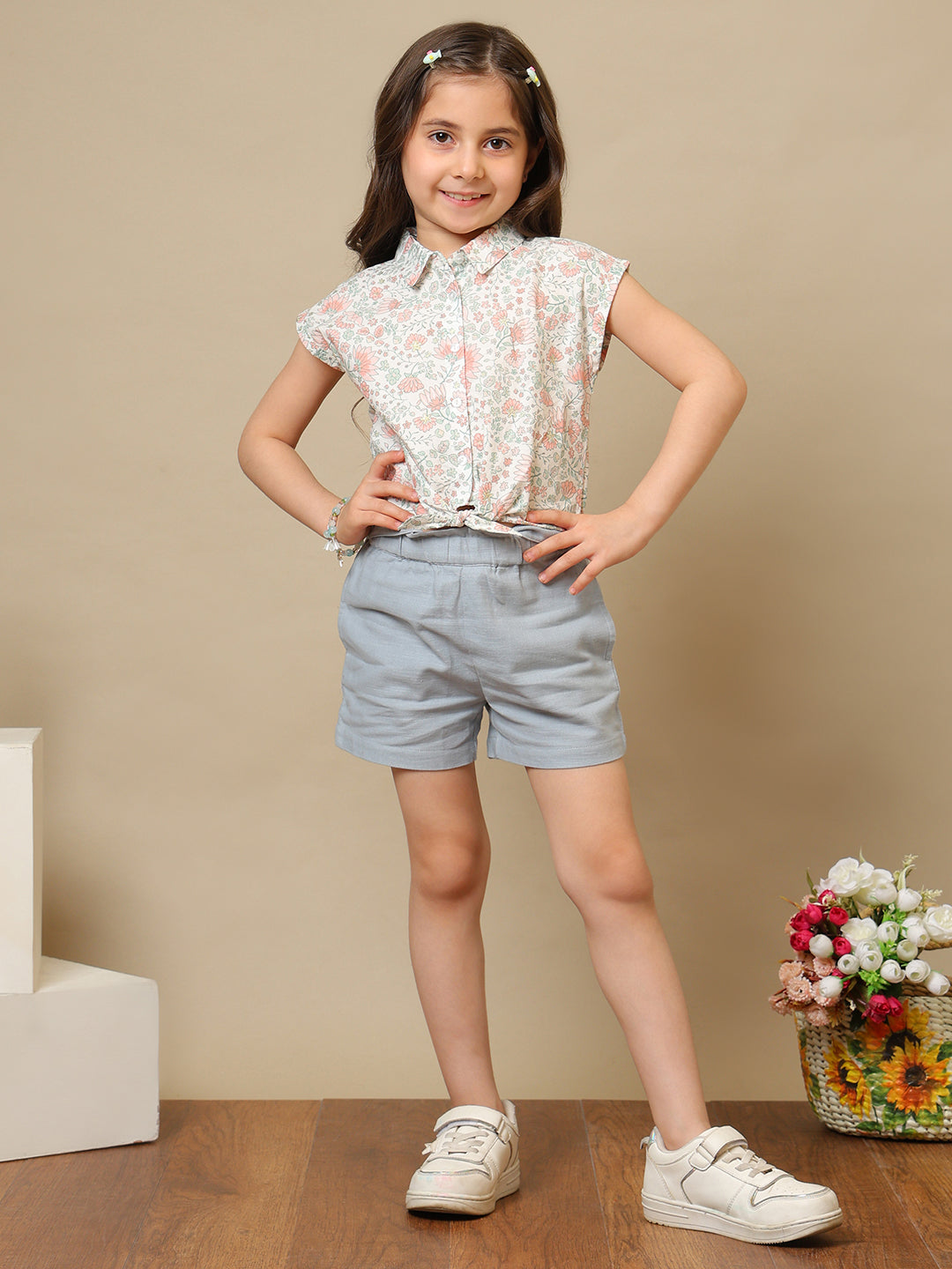 Girls Floral Printed Casual Top