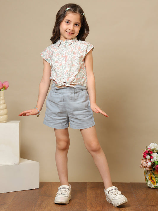Girls Floral Printed Casual Top