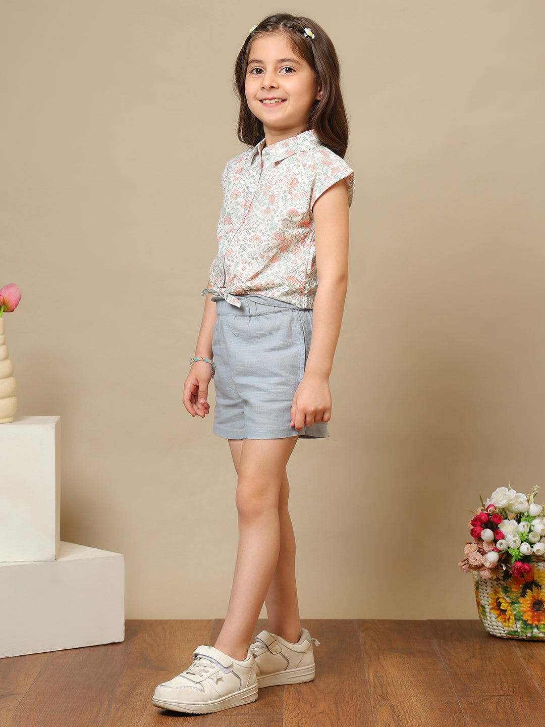 Girls Floral Printed Casual Top
