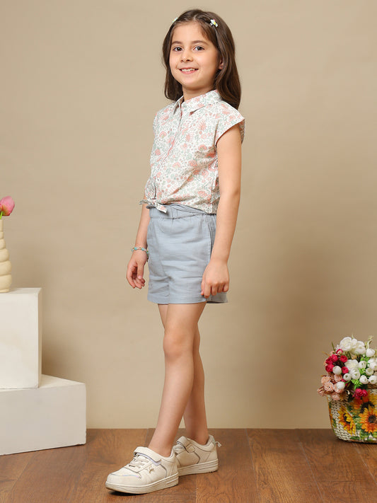 Girls Floral Printed Casual Top