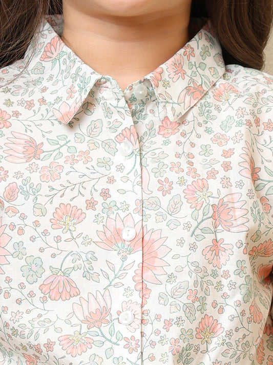 Girls Floral Printed Casual Top