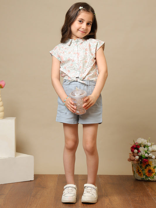 Girls Floral Printed Casual Top
