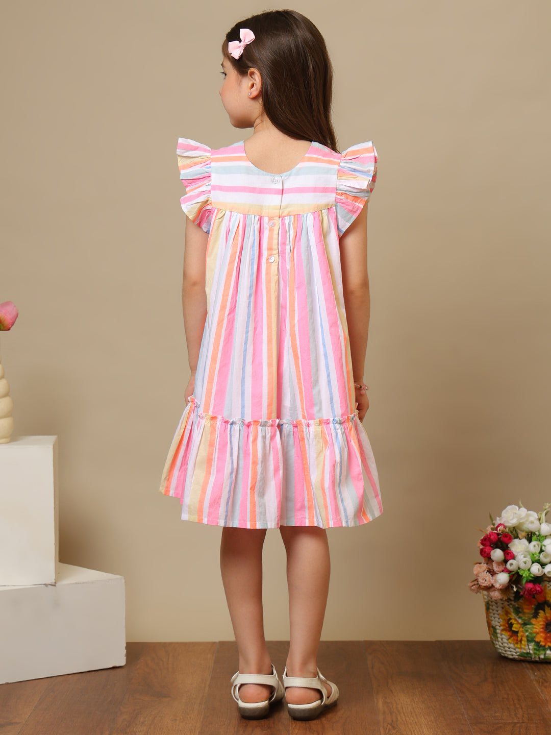 Girls Striped Cotton Dress