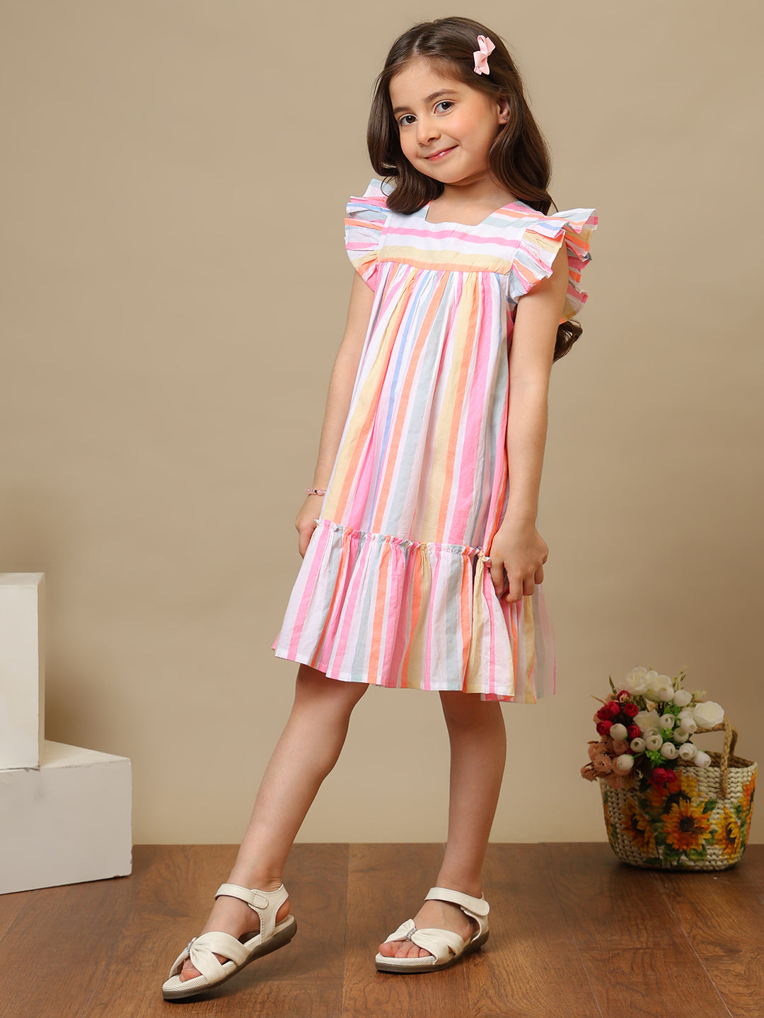 Girls Striped Cotton Dress
