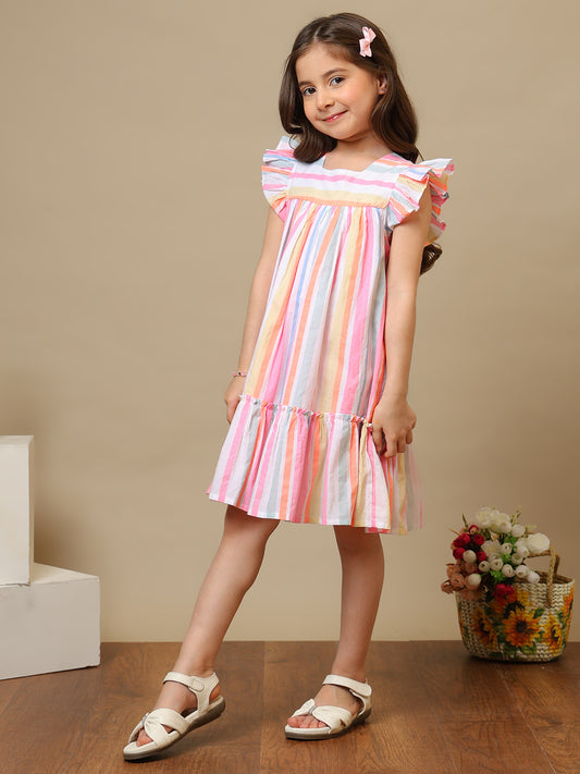Girls Striped Cotton Dress