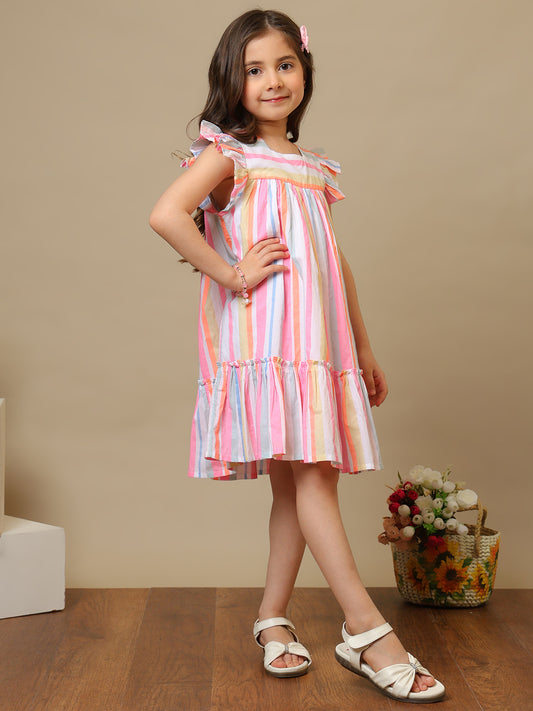 Girls Striped Cotton Dress
