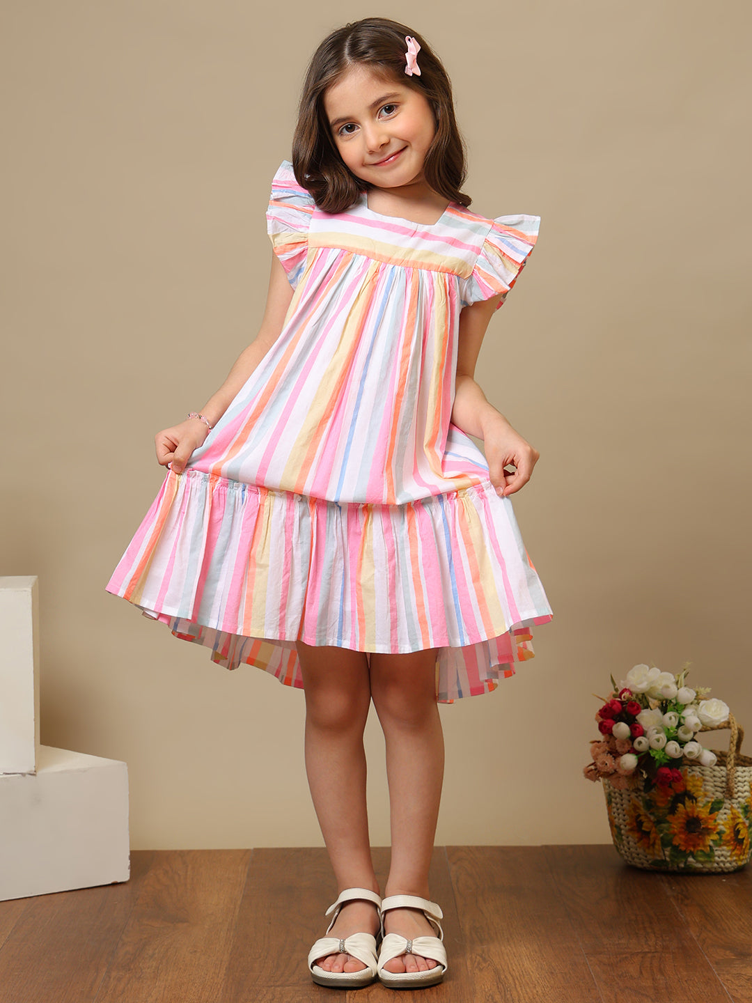 Girls Striped Cotton Dress