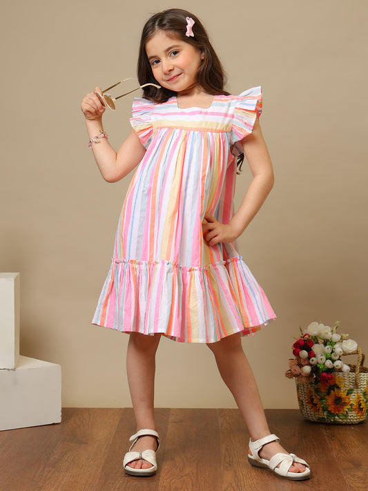 Girls Striped Cotton Dress