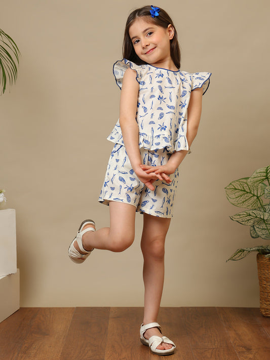 Girls Printed Peplum Co-Ord Set