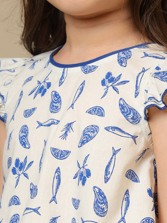 Girls Printed Peplum Co-Ord Set