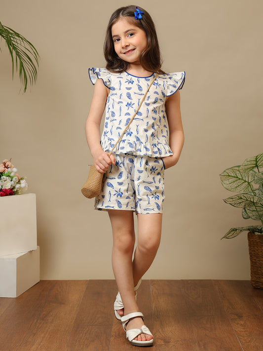 Girls Printed Peplum Co-Ord Set