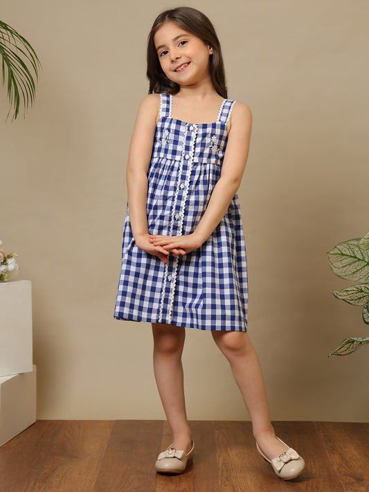 Girls Checked Cotton Dress