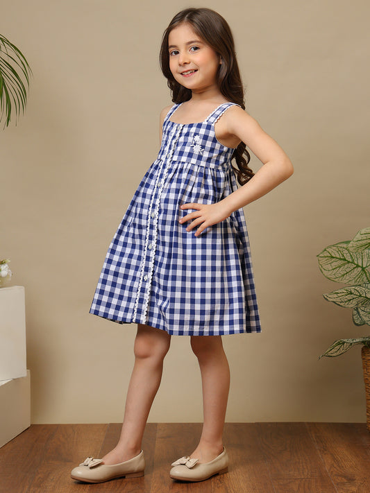 Girls Checked Cotton Dress