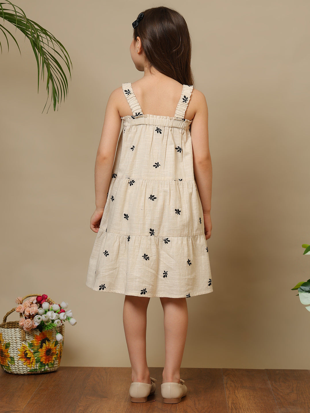 Girls Embroidered Tiered Dress