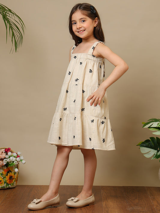 Girls Embroidered Tiered Dress