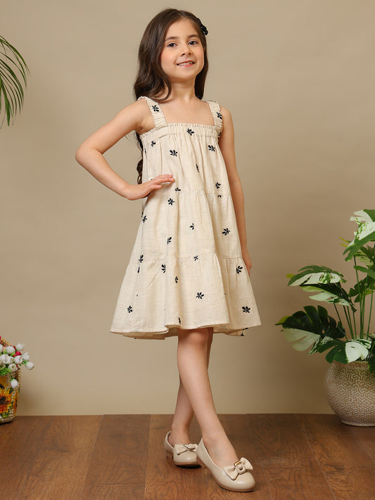 Girls Embroidered Tiered Dress