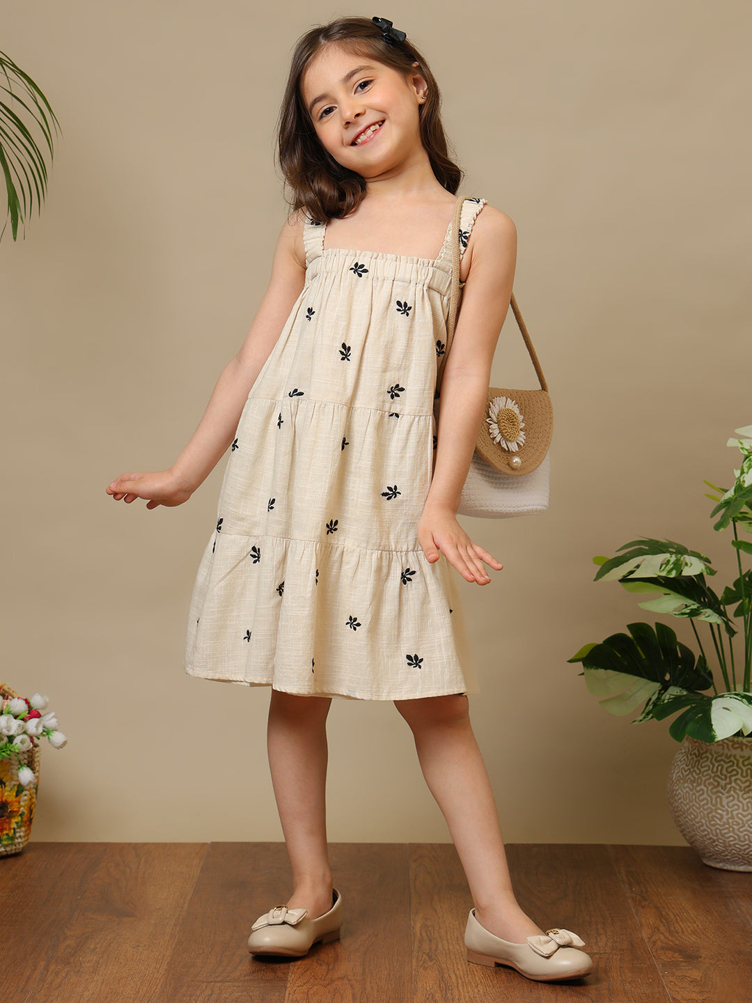 Girls Embroidered Tiered Dress