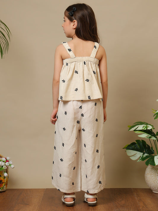 Girls Embroidered Strappy Co-Ord Set