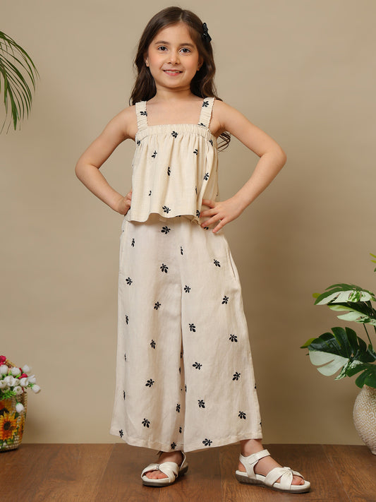 Girls Embroidered Strappy Co-Ord Set