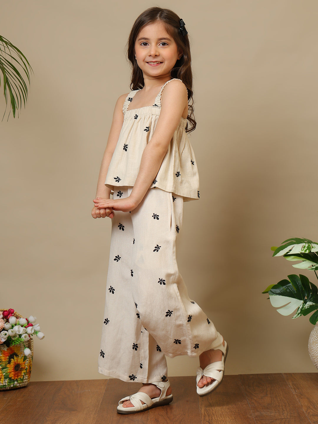 Girls Embroidered Strappy Co-Ord Set
