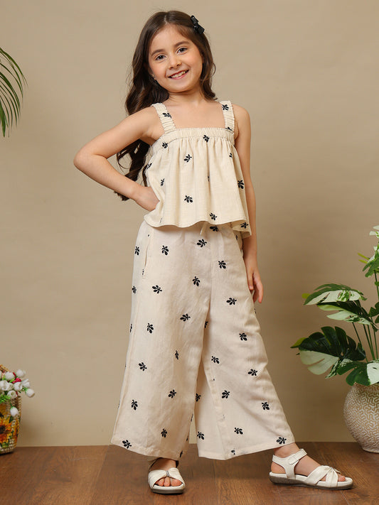 Girls Embroidered Strappy Co-Ord Set