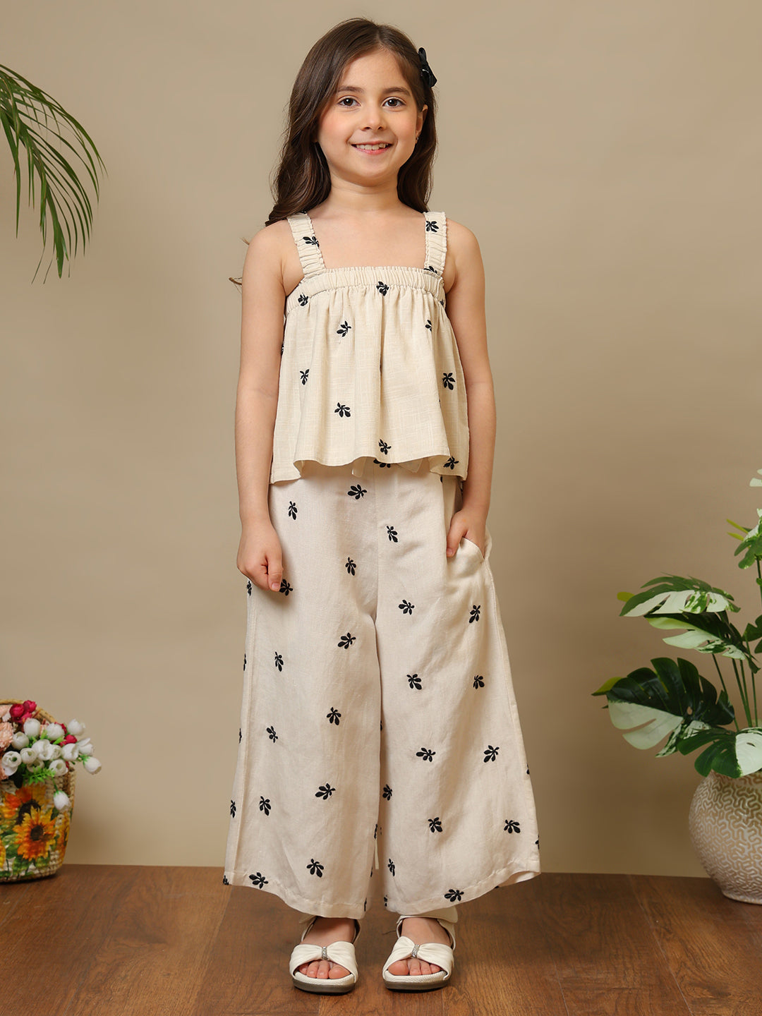 Girls Embroidered Strappy Co-Ord Set